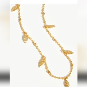 Missoma leaf charm choker leaves boho 18k 18ct gold plated 925 sterling silver